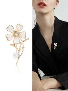 Luxury Enamel Flower Brooches - Elegant Plant Pins For Women Unisex Casual Party Jewelry Accessories / Friends Gifts Badges Decoration - Flower - View 3