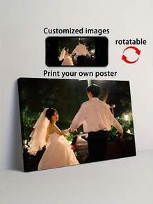 定制照片帆布画——采用个性化图像的定制装裱帆布艺术品，木框帆布画，适合家庭照片，适用于办公室走廊和家庭客厅装饰，一件神秘的艺术品 - 多色04 - 查看 2