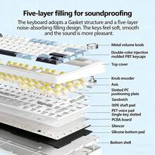 AULA F75 75% Wireless Mechanical Keyboard, Hot-Swappable Custom Keyboard With Knob, RGB Backlit, Pre-Lubed Linear Switches, 2.4GHz/Type-C/BT5.0 Connectivity, Gaming Keyboard - View 6