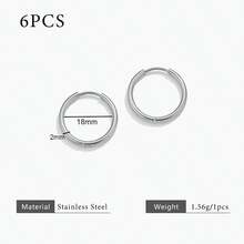 6pcs 304 Stainless Steel 18K Gold-Plated Multi-Size Round Ear Cuff Earrings DIY Charm Jewelry Earring Making Accessories Women's Stainless Steel Jewellery Earring Components - Earrings - View 24