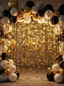 Gold Glitter Shimmer Curtain - Handmade Sparkling Details, PVC Material No Metal Design, Luxurious Shimmering Ambiance Suitable For Any Space, Easy Installation Without Tools, Lightweight Reusable, Perfect For Weddings, Entryways, Room Dividers, Holiday Celebrations, Home Parties - One Size Fits All - View 2