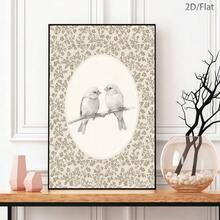 1 pièce Affiche d'art sur canevas avec motif floral rétro et oiseau moineau, style campagnard. Peinture murale décorative moderne, décoration minimaliste de chalet et de ferme, convient pour la décoration murale et la décoration d'intérieur dans les chambres, les salons, les bureaux, les études, les salles de bains, les cuisines, les couloirs, les dortoirs, les appartements, etc. C'est un cadeau idéal pour les amis. - Multicolore - Voir 1