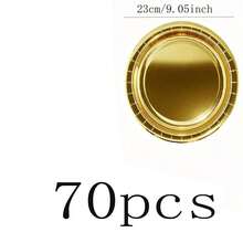 10/20/30/50/100 piezas Vajilla de papel dorado, platos para ensalada, platos de postre, platos desechables para fiestas, disponibles en tamaños de 7 pulgadas y 9 pulgadas, fácil de limpiar, adecuado para pasteles, postres, ensaladas, hamburguesas, sándwiches, aperitivos, frutas, fiestas de cumpleaños, bodas, campamentos al aire libre, Año Nuevo, Día de San Valentín - Dorado - Ver 22