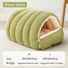 可拆卸两用宠物躲藏窝，舒适毛绒冬季小型/中型犬猫屋，可水洗家具，热销产品 - 彩色 - 查看 7