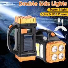 Durable Multi-Function Lighting Lamp, Portable Solar & USB Rechargeable LED Flashlight, High-Power Solar LED Torch, Rugged Portable Design, Suitable For Camping, Emergency, Outdoor Work, Hiking, Fishing And Other Activities, An Essential Emergency Lighting And Multi-Purpose Lighting Lamp For Trekking, Providing High-Quality Illumination. - Multicolor - View 3