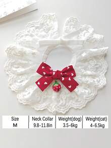 Elegant Lace Cat Collar With Cute Bow And Strawberry Bell, Princess & Lady Style Bell Collar, Suitable For Daily, Party, Birthday And Other Important Occasions, Pet Accessory - Multicolor - View 11