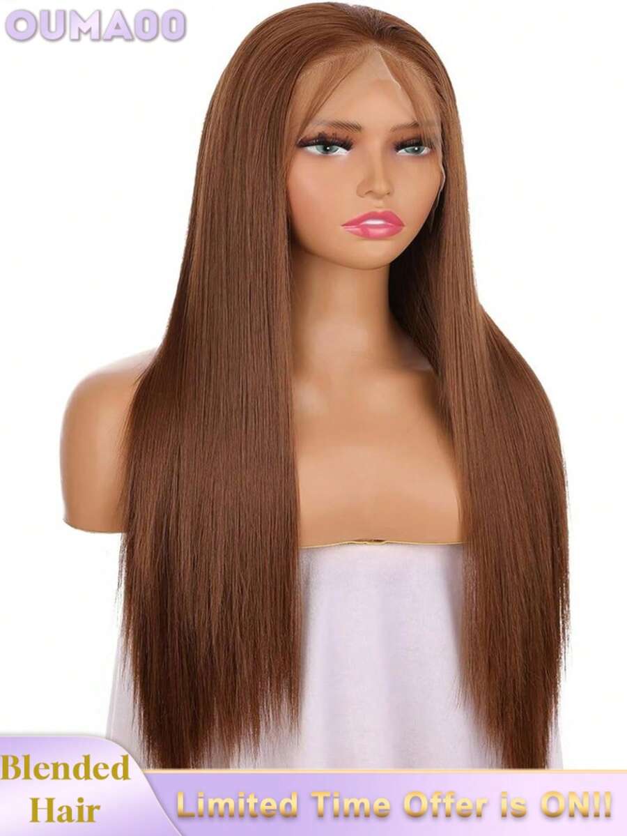 200% Ultra High Density Sleek Straight Wig - 13x6/13x4 HD Lace Frontal Human Blended Hair, Pre-Plucked Glueless Wig With Baby Hair & Natural Hairline, Ultra Full Silky Style For Women, No Glue & Ready To Wear