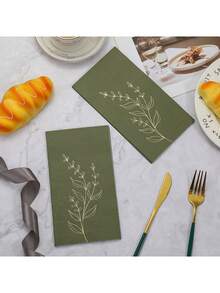 20 piezas de servilletas desechables de papel de 2 capas con estampado de hojas verdes grandes, tamaño 40 x 33 cm, adecuadas para bodas, fiestas, vacaciones, cumpleaños, decoración de aniversarios, suministros para fiestas - multicolor - Ver 4