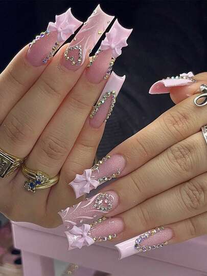 24pcs Square Nail Tips, Enhance Your Elegance And Fashion, Suitable For Young Beautiful Women, Includes 1 Bottle Of Gel Polish And 1 Nail File