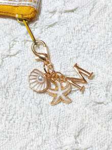 1 Bohemian-Style Golden Letter Keychain With Shell And Starfish Decorations, A-Z Letter Options-Perfect For Holiday And Beach Themes. Ideal Gift Or Decoration For Backpacks, Purses, And Handbags! A Great Gift For Friends, Classmates, And Loved Ones,Easter, Mother'S Day, Independence Day, Wedding Season, Graduation Season Gifts - View 13