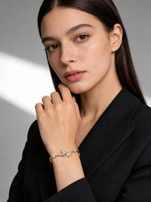 1 pieza Brazalete de mariposa minimalista de moda retro, adecuado para uso diario, fiesta o regalo de mujer - Dorado - Ver 7