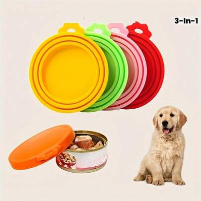 1 nắp đậy lon thức ăn cho thú cưng bằng silicon, nắp đậy lon silicon 3 trong 1, dùng để niêm phong thức ăn cho mèo/chó, nắp đậy lon tái sử dụng, phù hợp với hầu hết các kích cỡ lon tiêu chuẩn.