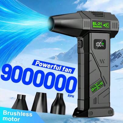 Ventilador turbo multifuncional y potente - Ventilador de mano inalámbrico, carga USB/Tipo-C | Ventilador portátil de alta velocidad con 3 boquillas, batería de litio integrada de 6000mAh, adecuado para camping, quitar nieve, limpieza de polvo | Regalo de vacaciones, diseño compacto, estructura duradera, motor de alto rendimiento, entusiastas del aire libre, compacto y ligero