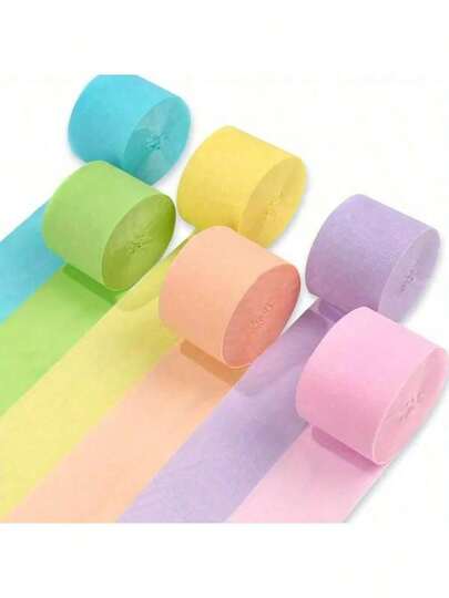 2 rollos de cinta de papel de colores pastel vibrantes - 10 metros por rollo, colores suaves, cintas de papel crepé elegantes, adecuadas para decoraciones de cumpleaños, bodas y fiestas, manualidades y celebraciones