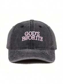 1pc Women's God's Favorite Embroidered Baseball Cap, Suitable Everyday, Festivals And Gatherings - Màu Khaki - Xem 1