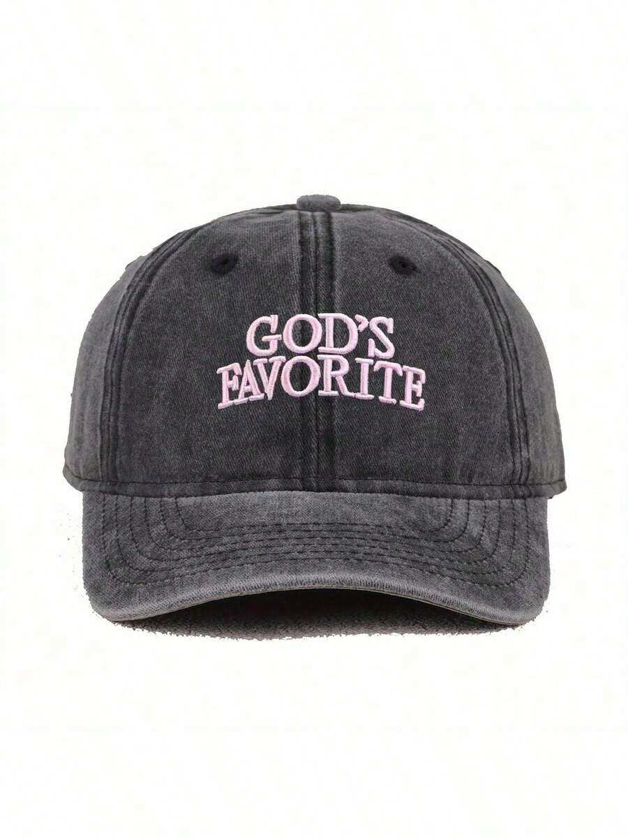 1pc Women's God's Favorite Embroidered Baseball Cap, Suitable Everyday, Festivals And Gatherings - Màu Khaki - Xem 1