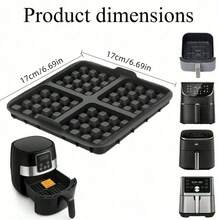 1pc Square Waffle Mold - Non-Stick Baking Tray Suitable For Most Air Fryers | Reusable Belgian Waffle, Pancake And Egg Batter | Dishwasher , Waffle Baking Mat Baking Mold - Black - View 4