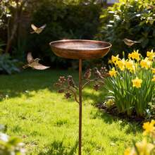 1pc Outdoor Garden Bird Bath Tub, Heavy Duty Metal Frame, No Batteries Required, All-Weather Weatherproof Design, Suitable For Hummingbirds And Birds, Vintage Patio Decoration, Comes With Feeding Station - Easy To Install, Suitable For Patios And Gardens. - 多色 - 查看 5