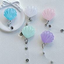 3D Shell Pattern Retractable ID Badge Lanyard, Versatile For Students And Office Use - Shell - View 3