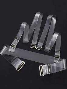 Invisible Clear Bra Strap Set - 1 Back + 2 Shoulder Straps, Wide Non-Slip & Adjustable For Backless Dresses, Weddings & Party - Multicolor - View 4