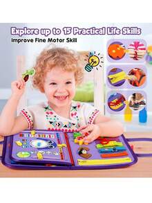 Montessori Busy Board Toy, Sensory Board For Toddlers, Felt Busy Book For Airplane And Car Travel, Tummy Time Toy, Busy Activity Mat For Learning Fine Motor Skills, Birthday Gift For Boys And Girls,Perfect Christmas Gift - Multicolor - View 4