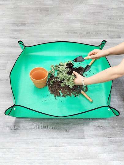 Tapete dobrável para transplante de plantas (1 unidade) - Tecido de jardinagem impermeável e espesso em PE, tecido verde impermeável adequado para plantas em vasos de interior, suculentas, jardinagem doméstica, manutenção de bonsai, fácil de limpar, material durável, ideal para entusiastas de bonsai.
