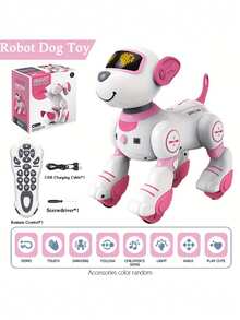 无线遥控多功能互动宠物狗玩具，儿童益智玩具，带触摸感应、编程、翻滚、跳舞功能，亲子互动益智游戏，礼品（配件随机，不含电池） - 彩色 - 查看 5