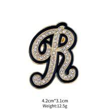 1pc Cute Zinc Alloy Rhinestone & Enamel 26 English Letter Brooch, Suitable For Women's Daily Wear - Gold and Black - View 17