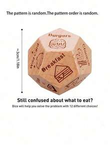 2026-1pc Funny Food Decision Dice - Wooden Dinner Selector - Creative Small Toy - New Popular Item - Repeatedly Usable - Multicolor - View 9