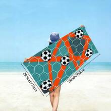 1pc Soccer Door Pattern Beach Towel, Ultra-Fine Fiber Beach Towel, Anti Sand, Absorbent, Quick Drying, Oversized Beach Towel, Suitable For Swimming, Yoga, Gym, Vacation, Beach And Other Occasions, - Type C - View 11