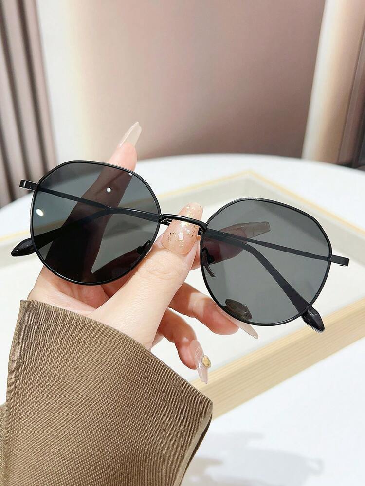 1 chiếc kính thời trang nữ gọng kim loại bất đối xứng, phong cách đường phố tối giản, đa năng, phù hợp với trang phục thường ngày. - Nhiều màu - Xem 9