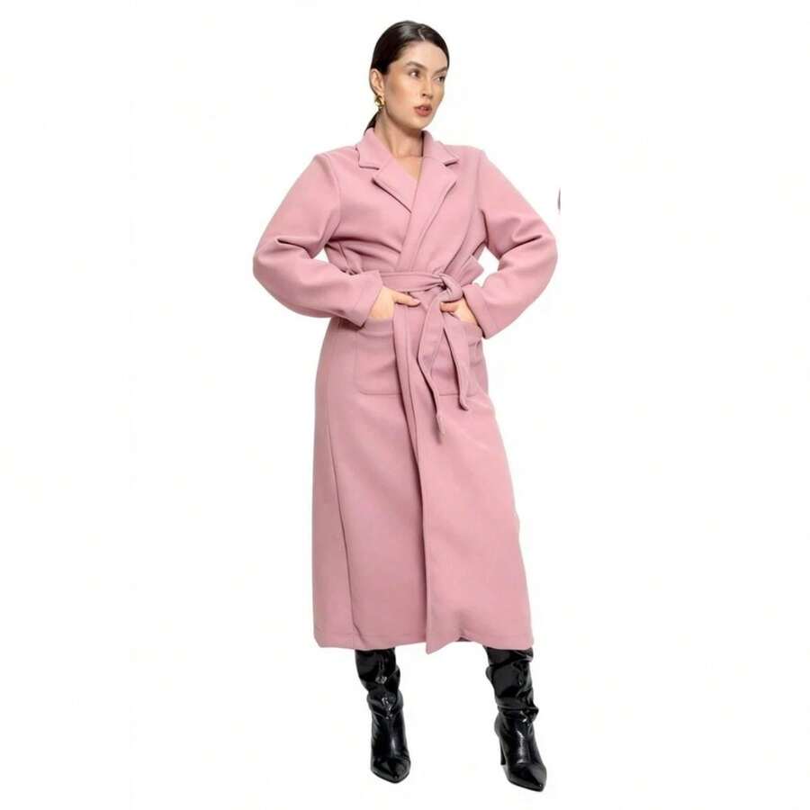 Women's Max Long Overcoat In Brushed Wool Hbd Plus - Sbt-005 - Rosa Oxidada - Ver 1