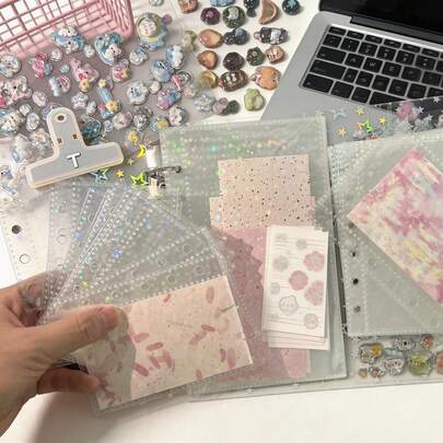 10/20 张 M5/A7/A6 尺寸透明闪光贴纸补充装，适用于贴纸簿、贴纸收纳、迷你剪贴簿、学校用品和返校准备。