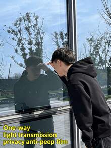 1 Roll 5m Single-Way Privacy Frosted Window Film, PET Material, Silver Gray, See-Through From Outside But Opaque From Inside, Suitable For Home, Bedroom, Office - Heat Insulation Film - View 2