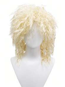anxin Retro 80s Hair Metal Rocker Blonde Wig: Step Back Into The Era Of Big Hair And Electric Riffs With This Voluminous Curly Blonde Wig, Perfect For Embodying Iconic Hair Metal Guitarists, Stage Frontmen, And Rock Legends At Tribute Concerts And Retro-Themed Cosplay Events - Multicolor - View 12