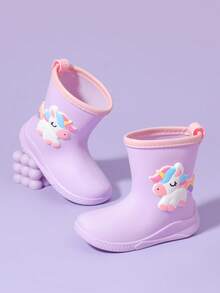 Sepatu Bot Hujan Anak Bergambar Kartun, Sepatu Hujan Setengah Betis untuk Anak Perempuan, Sepatu Bot Karet Tahan Air untuk Anak Laki-laki - Mauve Purple - View 1