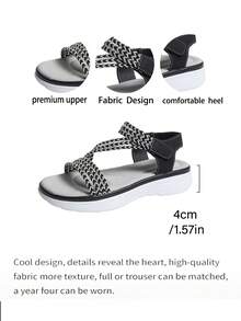 Flat Woven Sandals, Casual Minimalist Beach Fisherman Sandals For Women - Black - View 5