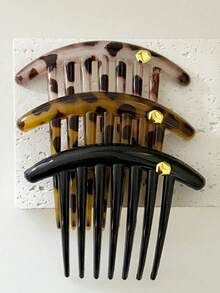 3pcs Vintage Crescent Moon Shaped High-End Hair Clips, Suitable For Buns, Side Combs, Hair Accessories,Summer,Holiday,Travel - Multicolor - View 3