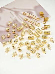 45 chiếc dây buộc tóc có thể điều chỉnh độ co giãn - Kẹp tóc hợp kim linh hoạt, có thể điều chỉnh (hình bông lúa mì), thích hợp cho cả nam và nữ để tết tóc. - Vàng - Xem 4