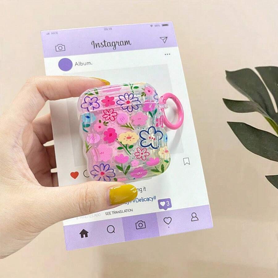 Shockproof Floral Colorful Floral Earphone Case Compatible With Apple Bluetooth Earphones 2nd/4th Gen Protective Cover For New Pro 3 Soft Shell Case Spring Easter Gift - Clear - View 1