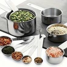 5pcs/10pcs Stainless Steel Measuring Cup And Spoon Set, 5pcs Measuring Spoons + 5pcs Measuring Cups, Stackable Stainless Steel Measuring Cups And Spoons, Coffee Spoon, With Markings For Dry And Wet Ingredients, Cooking, Baking, Coffee, Dishwasher - Kitchen Tools For Cooking And Baking, Kitchen Supplies, Baking Tools - Silver - View 4
