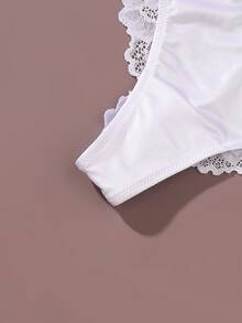 4件套性感女士低腰缎面亮面蕾丝边内裤 - 彩色 - 查看 9