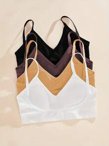 4pcs/Set Women Seamless Striped Camisole Racerback Bras, Sexy & Comfortable Underwire Bras - Multicolor - View 4