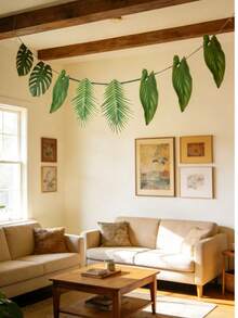 12pcs Tropical Leaf Garland Decor, Tropical Palm Leaves Summer Wreath, Artificial Monstera Green Leaves Party Decoration Suitable For Hawaiian Theme, Hawaiian Palm Monstera Decor For Beach Party, Hawaiian Jungle Theme, Birthday, Baby Shower, Wedding, Boho Home Wall Decor, Summer Photo Booth Props (1/12pcs) - A - View 7