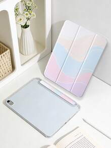 1 件装柔和粉彩波浪纹彩绘平板电脑保护套，兼容 iPad Mini 4/5/6/7、Air、9.7/10.2/10.5/Air 4/5、Pro 11 英寸（第十代）、Air 11 英寸（M3）2025、11 英寸（第十一代）2025、Galaxy Tab A8 10.5 英寸 2022，带笔槽、三折支架、TPU 边框保护、磁吸式睡眠/唤醒功能，可爱设计 - 彩色 - 查看 5