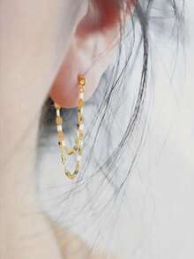 1 Pair Women's Cubic Zirconia Inlaid Teardrop Earrings, Suitable As Gifts For Occasions Like Valentine's Day, Wedding, Mother's Day - 黃金-1 - 查看 5