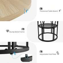 Mesa de comedor redonda para 4-6, mesa de cocina redonda 47 pulgadas con estante de almacenamiento y marco de metal resistente, mesa de comedor moderna para cocina, sala de estar, apartamento, oficina, roble natural. - Roble - Ver 3