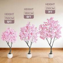 Árbol Artificial de Flor Cerezo Rosa de Alto, árbol Cerezo Rosa Falso, Planta Realista de Hojas Seda Hecha a Mano, Planta Decorativa Realista en Maceta para Interiores y Exteriores. - 6 pies - Ver 6