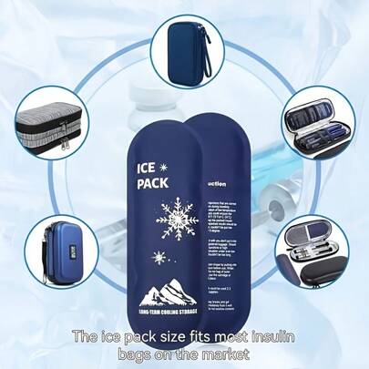 1个胰岛素冰袋，胰岛素冷却袋，专用小型冰袋，可重复使用冷却冰袋，凝胶冰袋，适用于糖尿病胰岛素的冷却和保温，便携式胰岛素冰袋，适用于户外露营和旅行、健身训练，可用作冷敷，适用于糖尿病胰岛素的冷却和保温，便携式胰岛素冰袋，适用于户外露营和旅行、健身训练