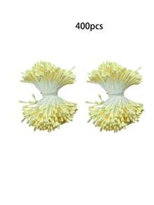 400/800pcs Artificial Flower Stamens, Faux Pearl Stamens, Home Floral DIY Decor, Suitable For Wedding Floral Arrangements, Handmade Home Decor, Easter, Mother's Day, Father's Day - Light Yellow - View 8